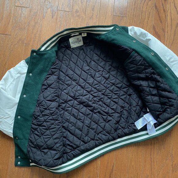 Levis Silver Tab Green and White Leather Varsity Bomber - Picture 6 of 13